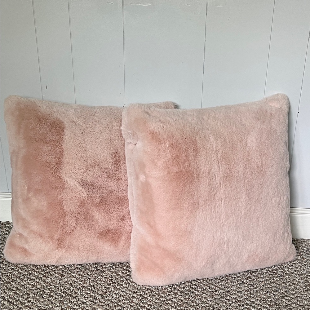 Soft Pink Faux Fur Throw Pillows